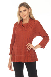 Ruffle Edge Cowl Neck Top - CARINE