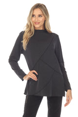 Mock Neck Cross Pattern Top - CARINE