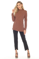 Mock Neck Cross Pattern Top - CARINE