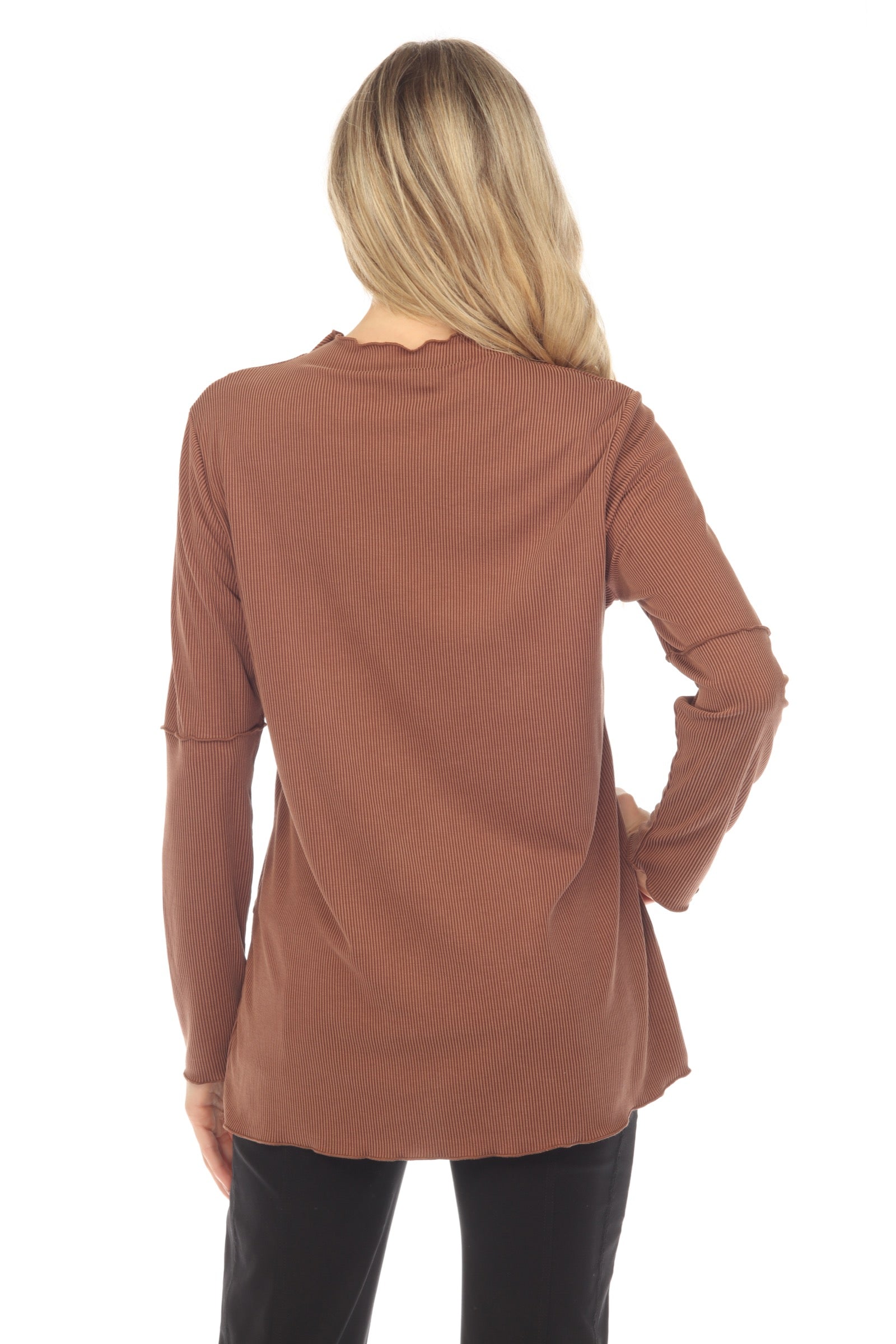 Mock Neck Cross Pattern Top - CARINE