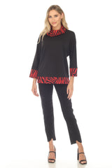 Cowl Neck Swing Pullover - Red - CARINE
