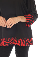 Cowl Neck Swing Pullover - Red - CARINE