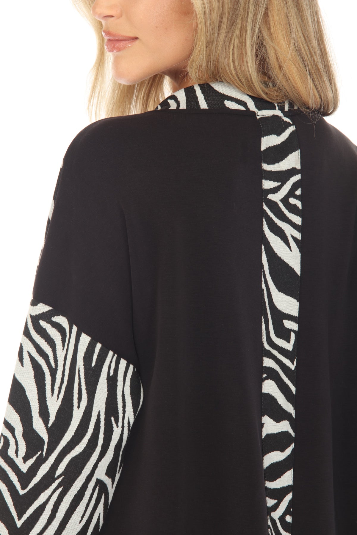 Mock Neck 1pkt Pullover - Black & White - CARINE