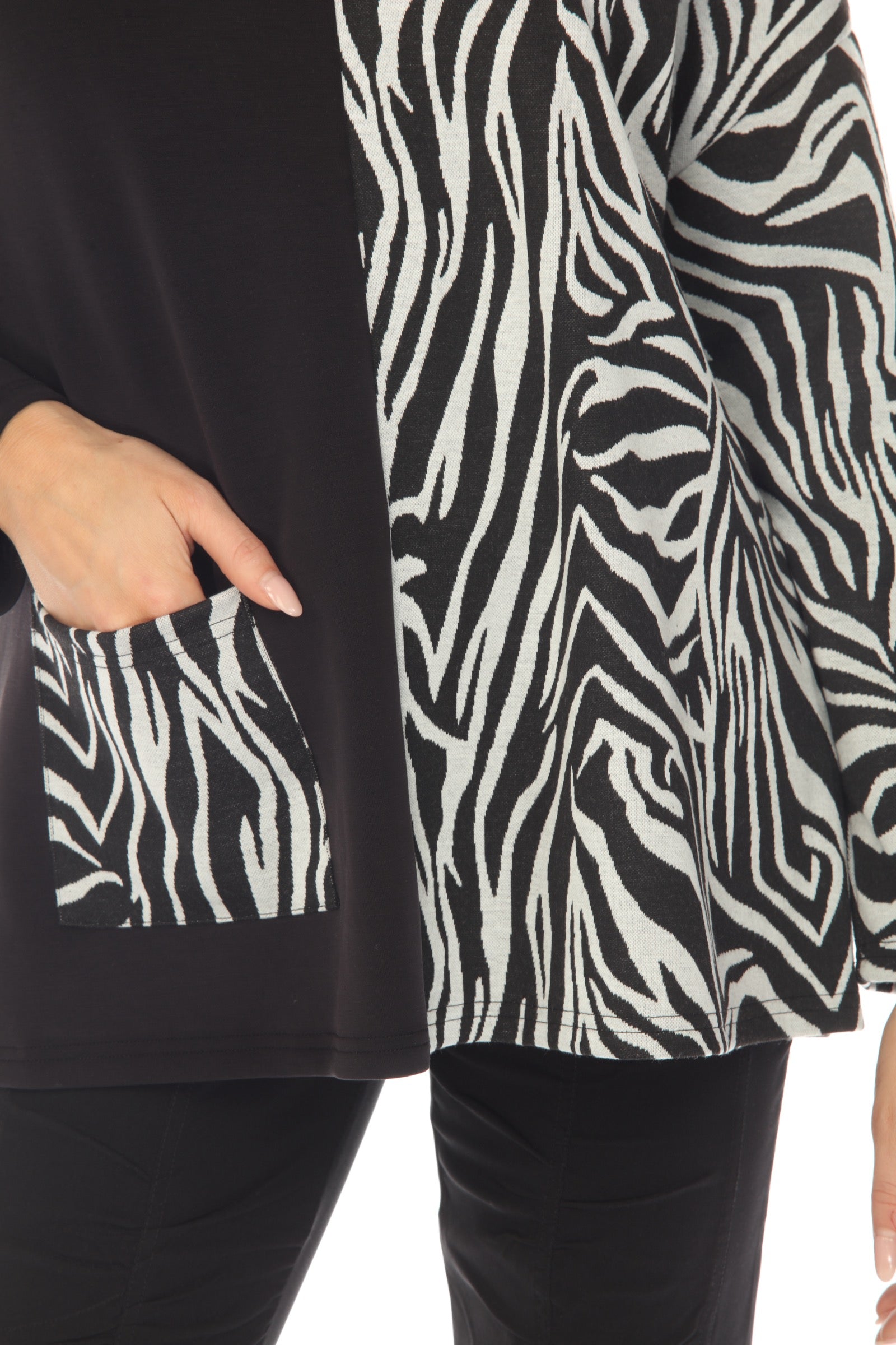 Mock Neck 1pkt Pullover - Black & White - CARINE