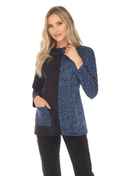 Mock Neck 1pkt Pullover - Blue - CARINE