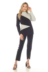 Asymmetric Pattern Pullover - Gray - CARINE