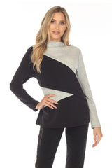 Asymmetric Pattern Pullover - Gray - CARINE