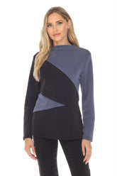 Asymmetric Pattern Pullover - Blue - CARINE