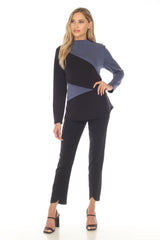 Asymmetric Pattern Pullover - Blue - CARINE