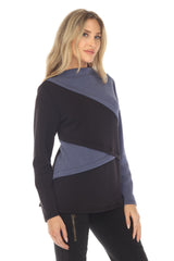 Asymmetric Pattern Pullover - Blue - CARINE
