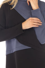 Asymmetric Pattern Pullover - Blue - CARINE