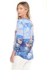 V-Neck Top - Coastal Scene - CARINE