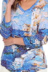 V-Neck Top - Coastal Scene - CARINE
