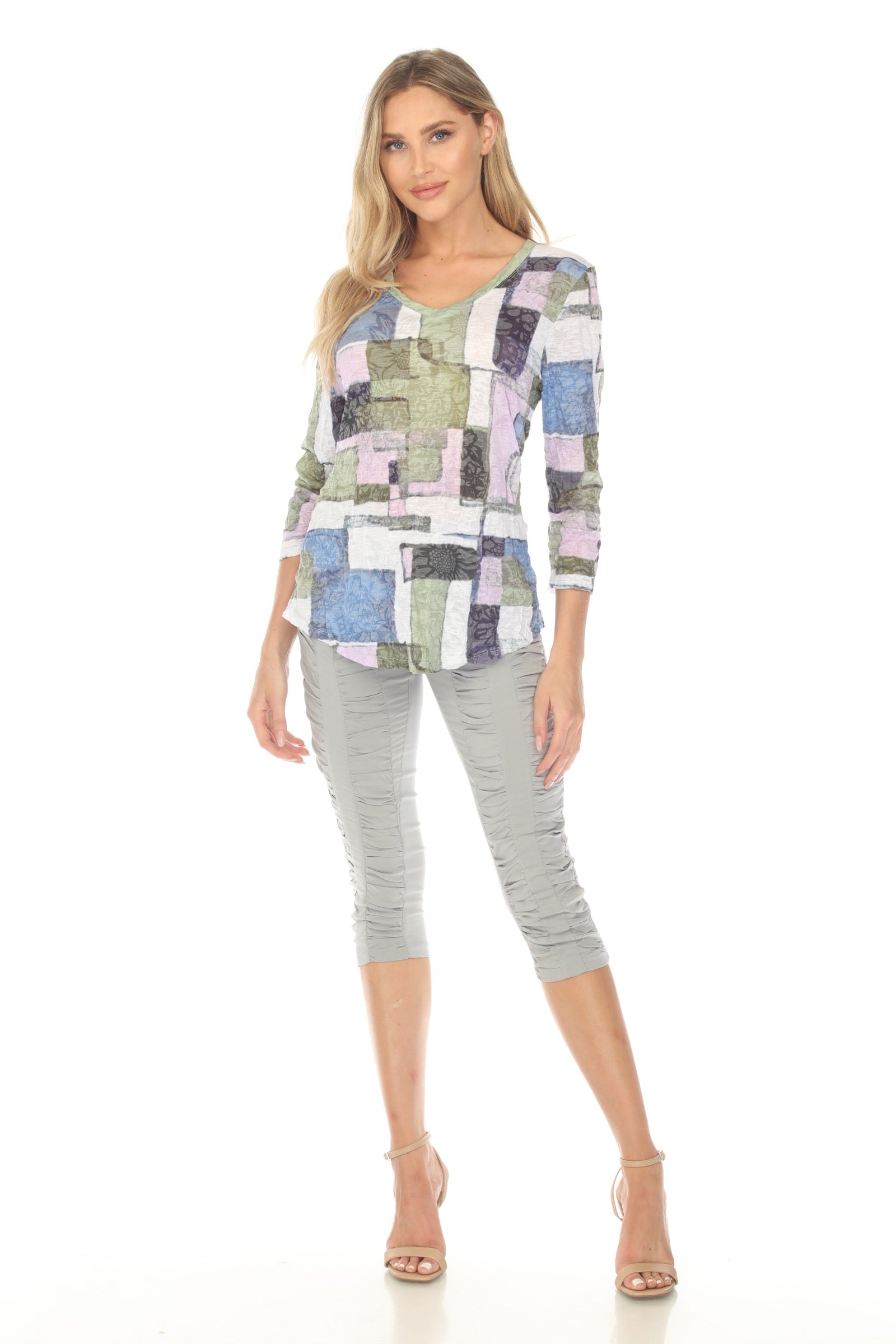 V-Neck Top - Meadow Mosaic - CARINE