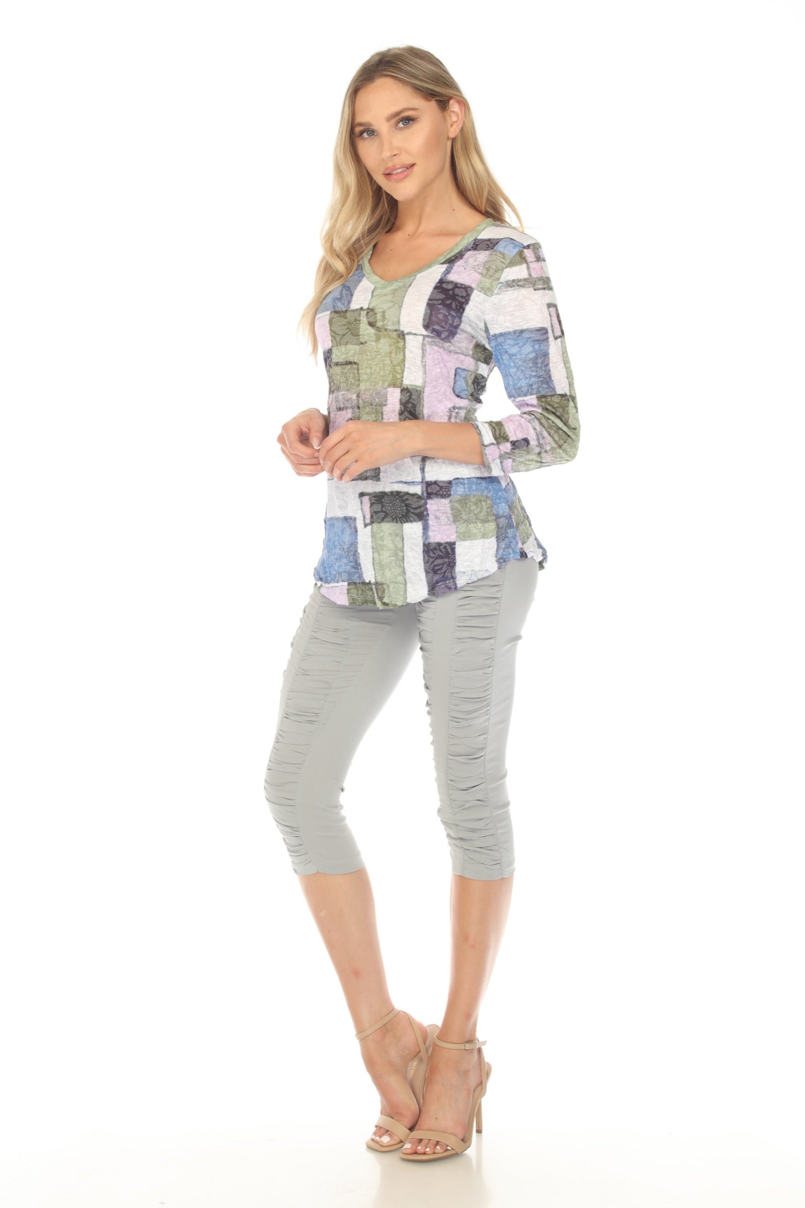 V-Neck Top - Meadow Mosaic - CARINE