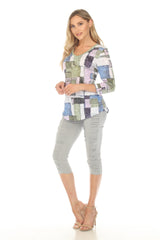 V-Neck Top - Meadow Mosaic - CARINE
