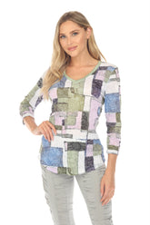 V-Neck Top - Meadow Mosaic - CARINE