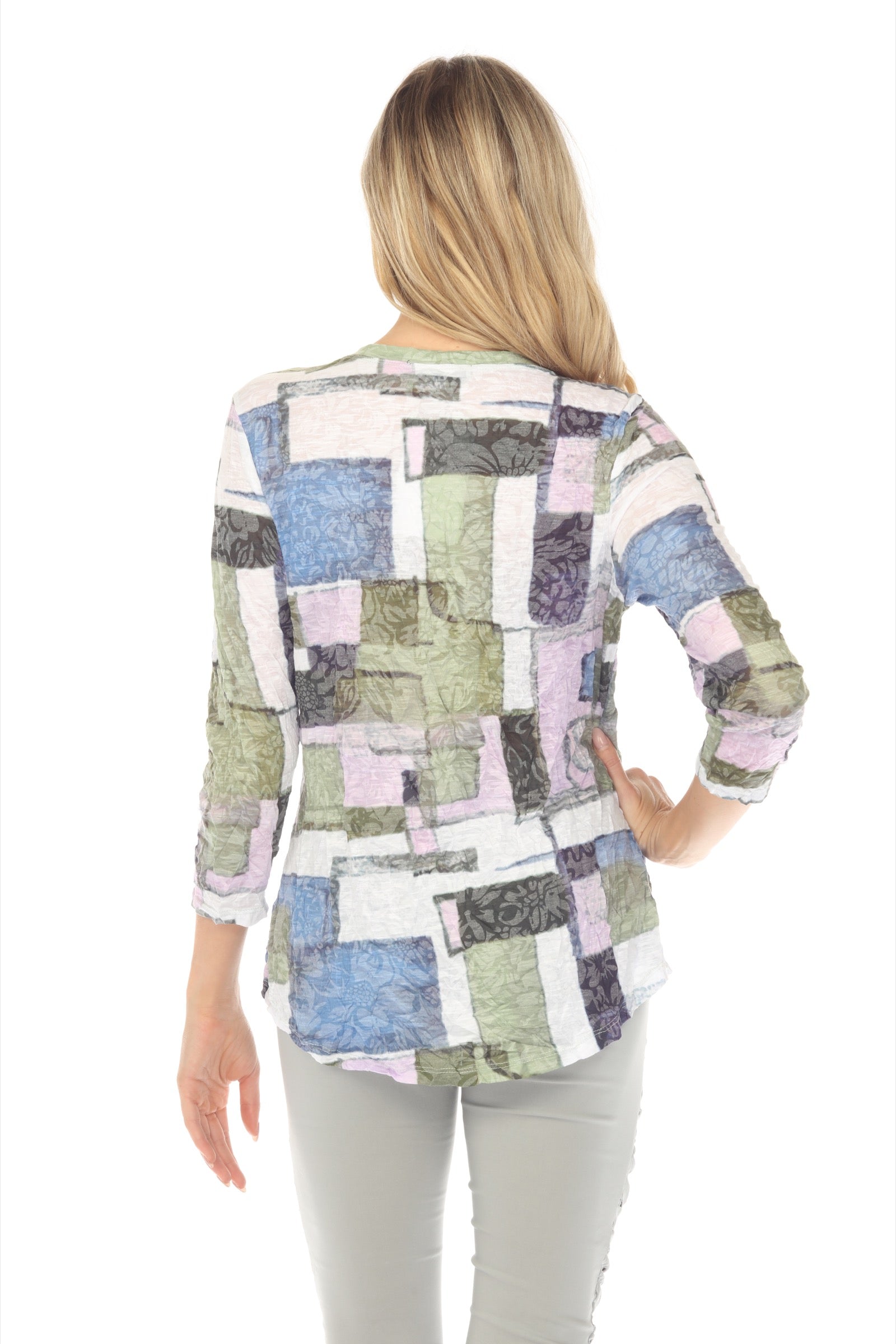 V-Neck Top - Meadow Mosaic - CARINE