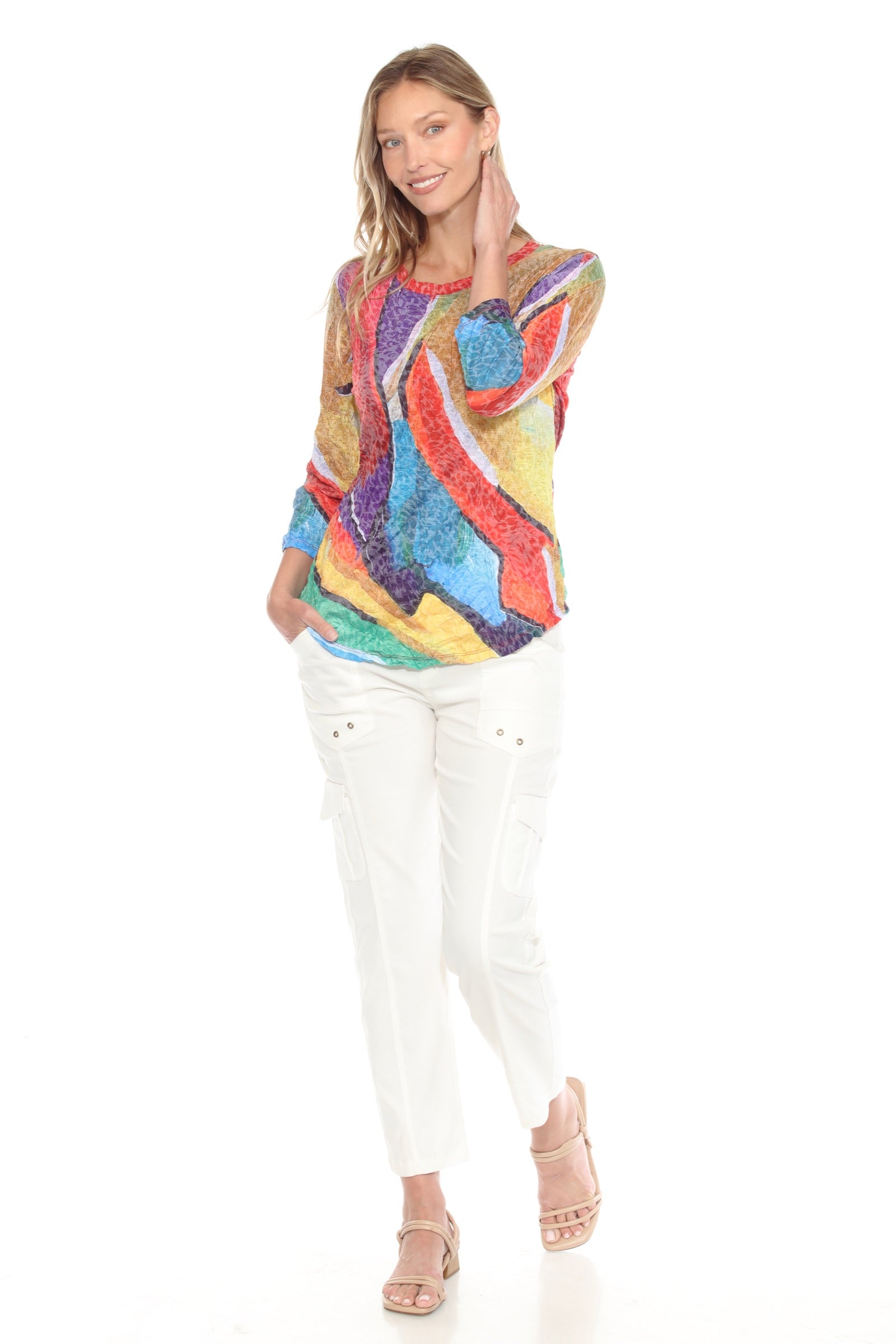 Round-Neck Top - Vivid Brush - CARINE