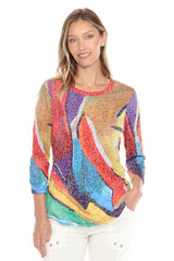 Round-Neck Top - Vivid Brush - CARINE