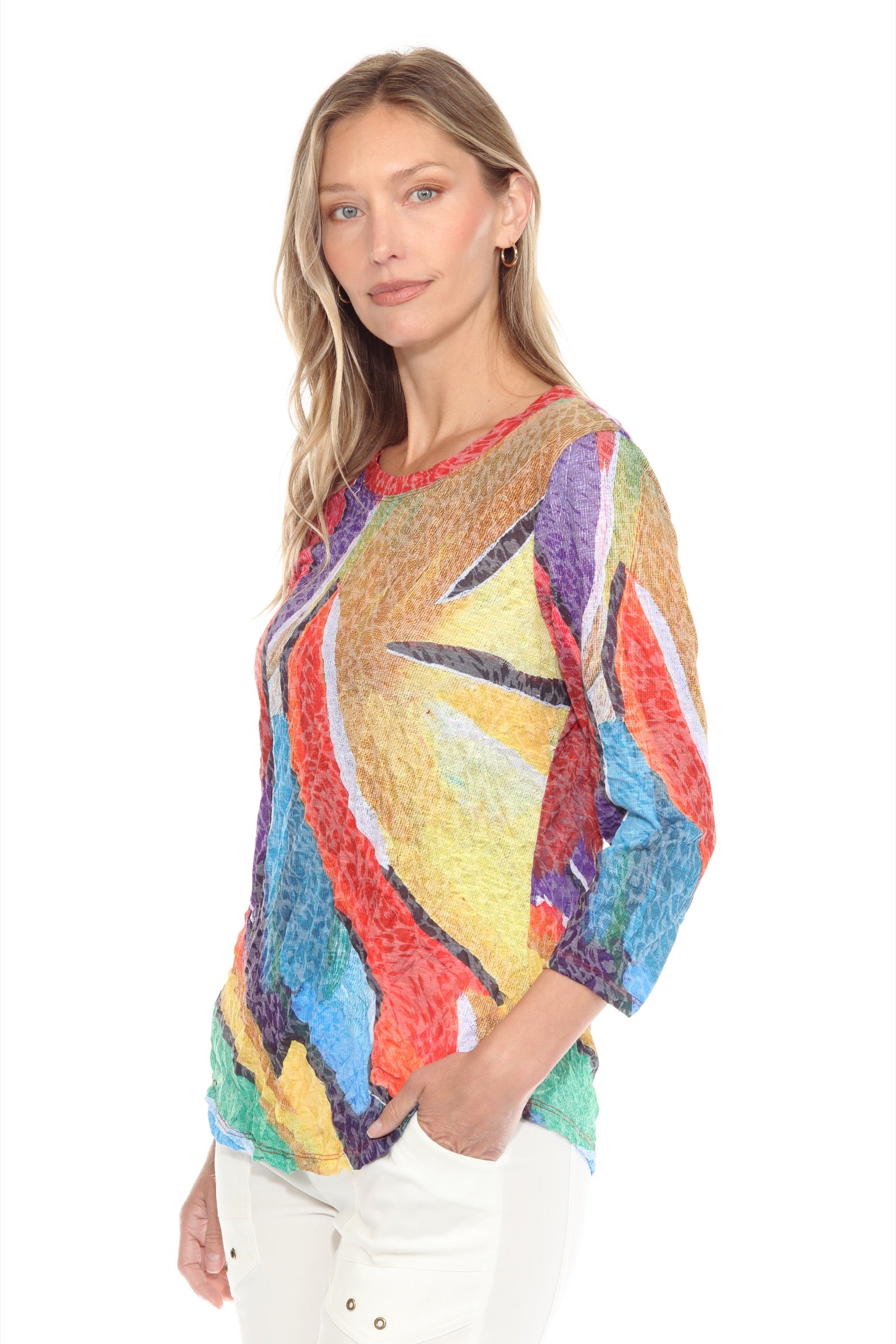 Round-Neck Top - Vivid Brush - CARINE