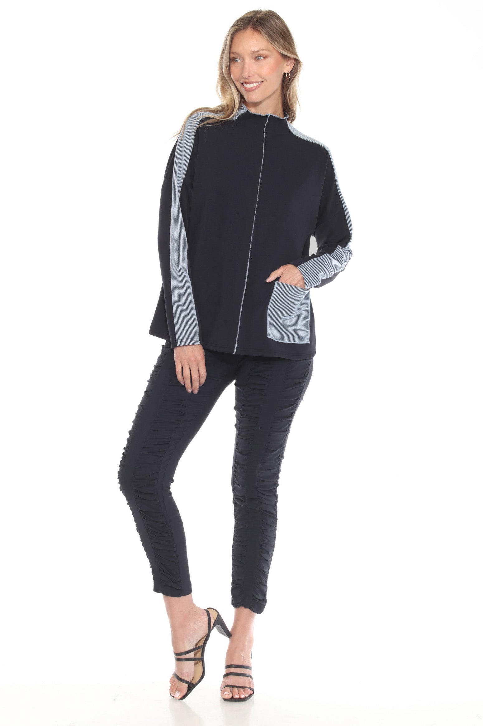 Rib Trim 1pkt Mock Neck Pullover - CARINE