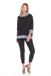 Rib Trim Swing Zip Pullover - CARINE