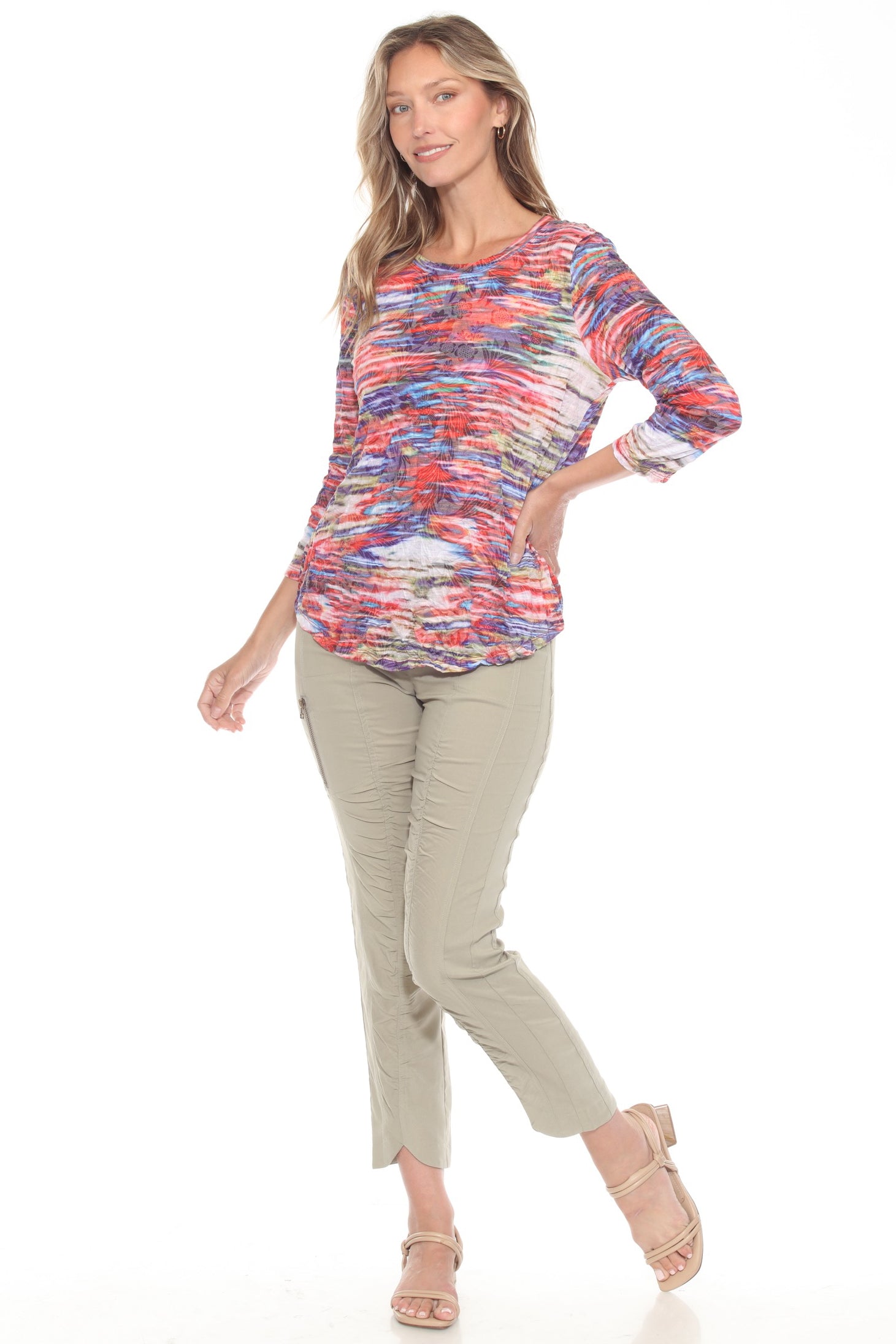 Round-Neck Top - Radiant Lines - CARINE