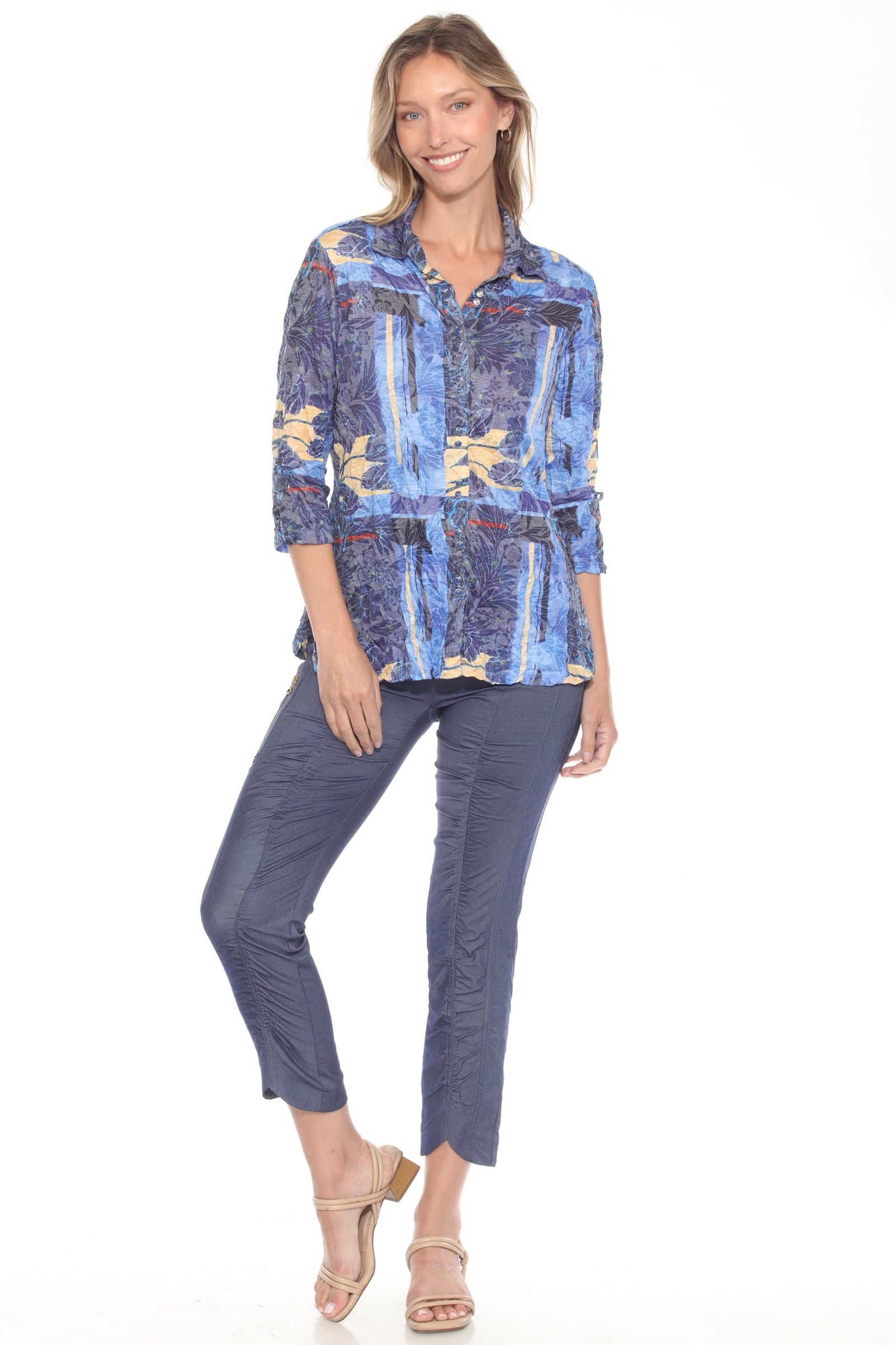 Sabrina Shirt - Indigo Tropic - CARINE