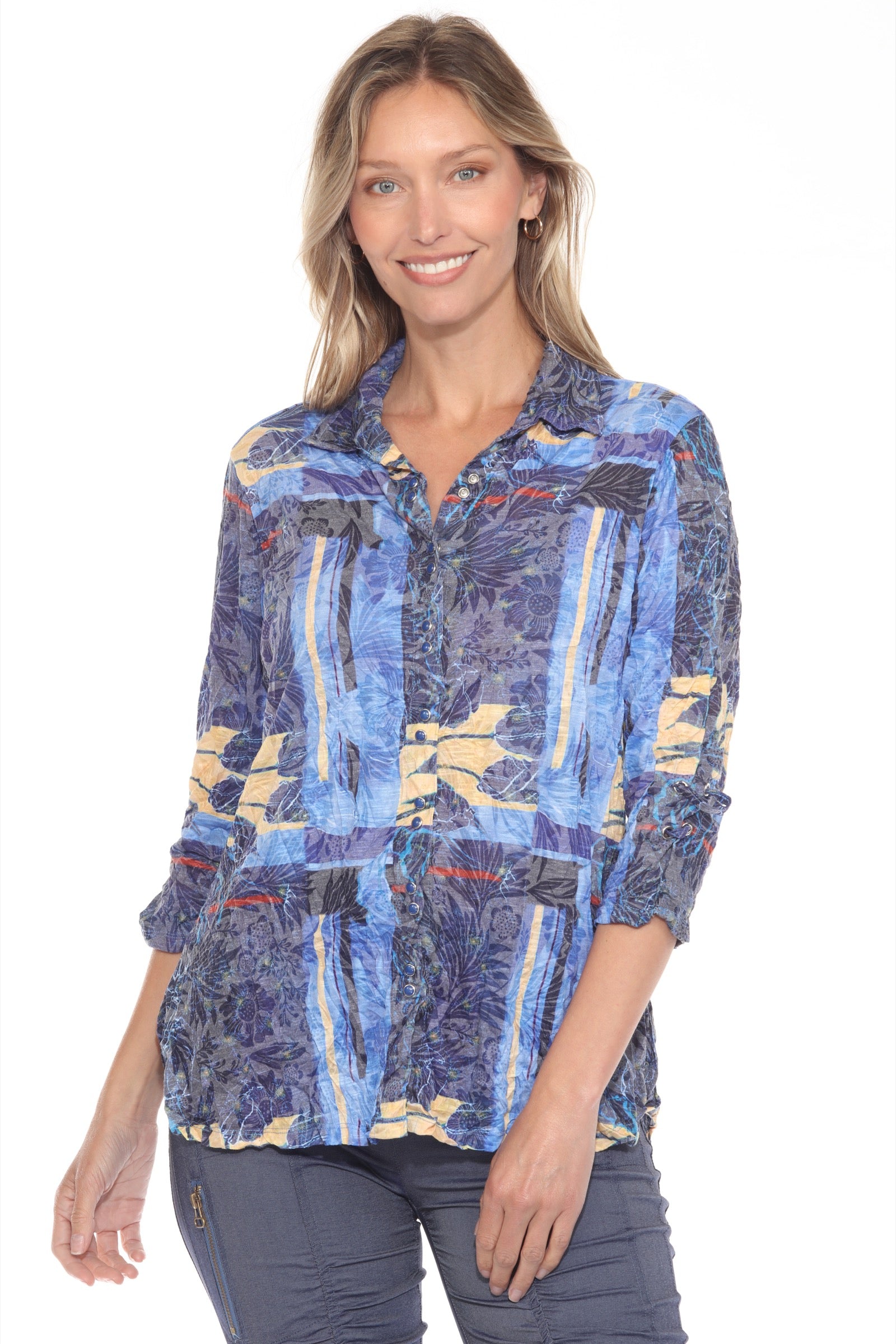 Sabrina Shirt - Indigo Tropic - CARINE