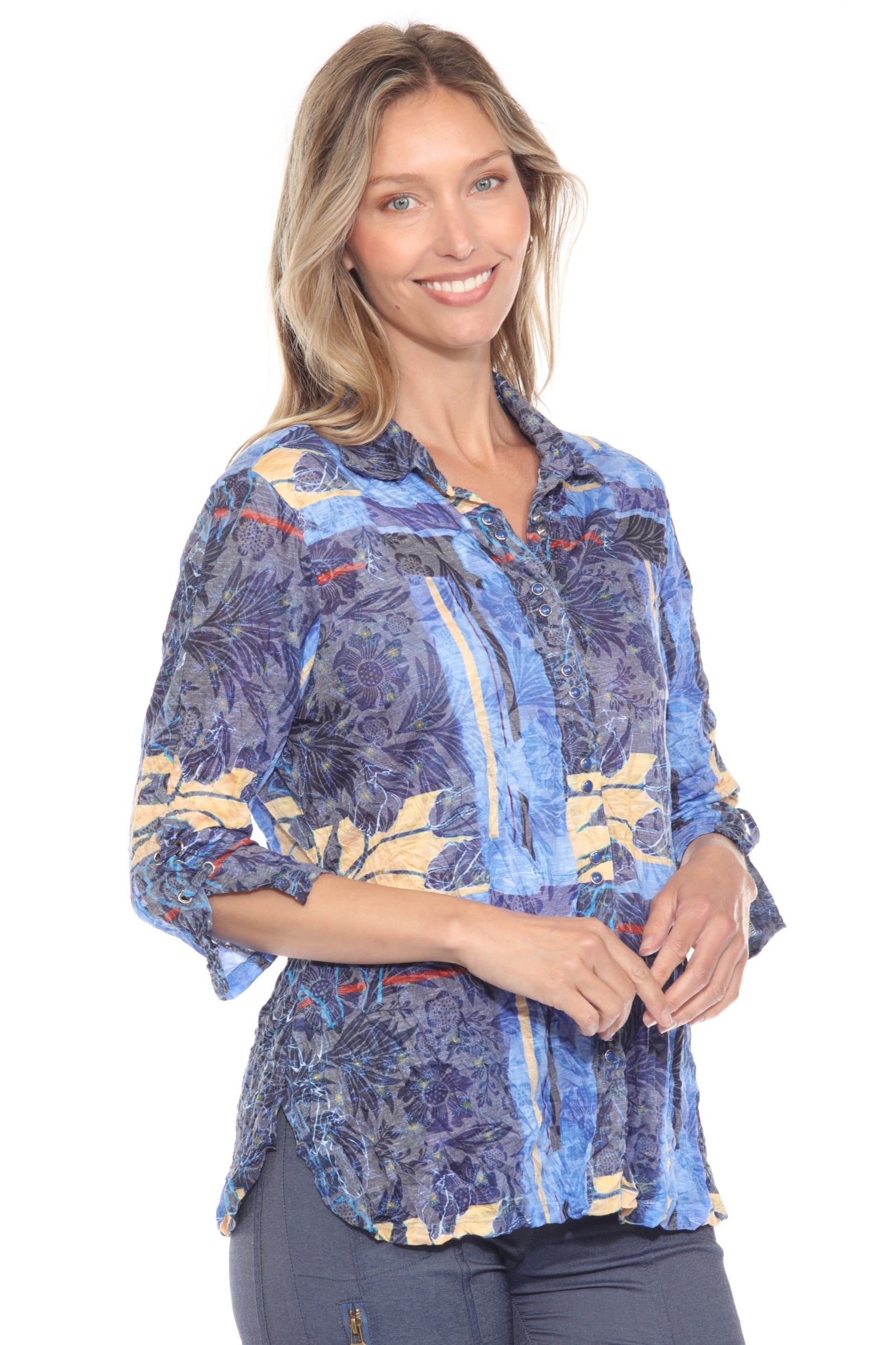 Sabrina Shirt - Indigo Tropic - CARINE