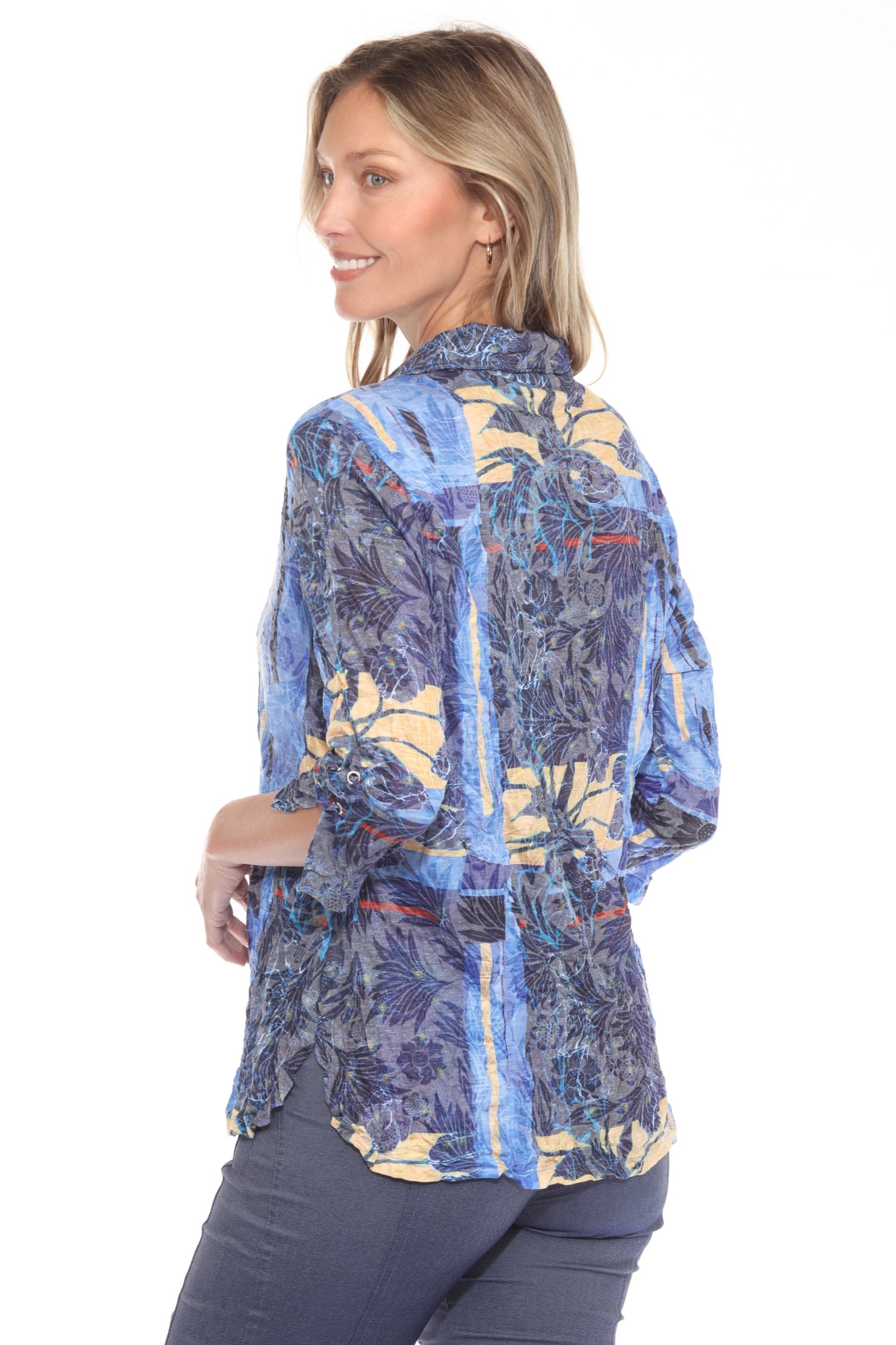 Sabrina Shirt - Indigo Tropic - CARINE
