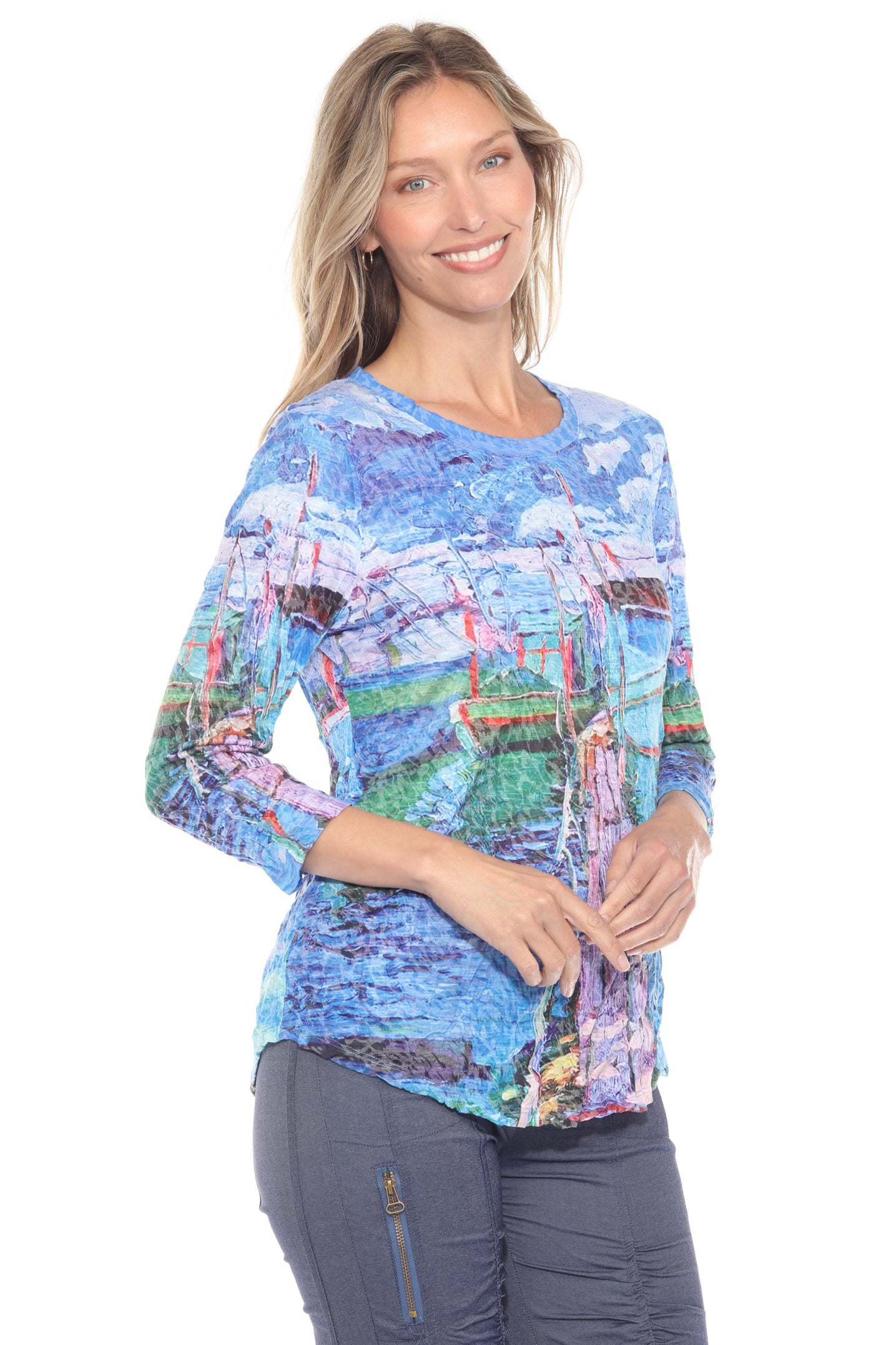 Round-Neck Top - Dockside Bliss - CARINE