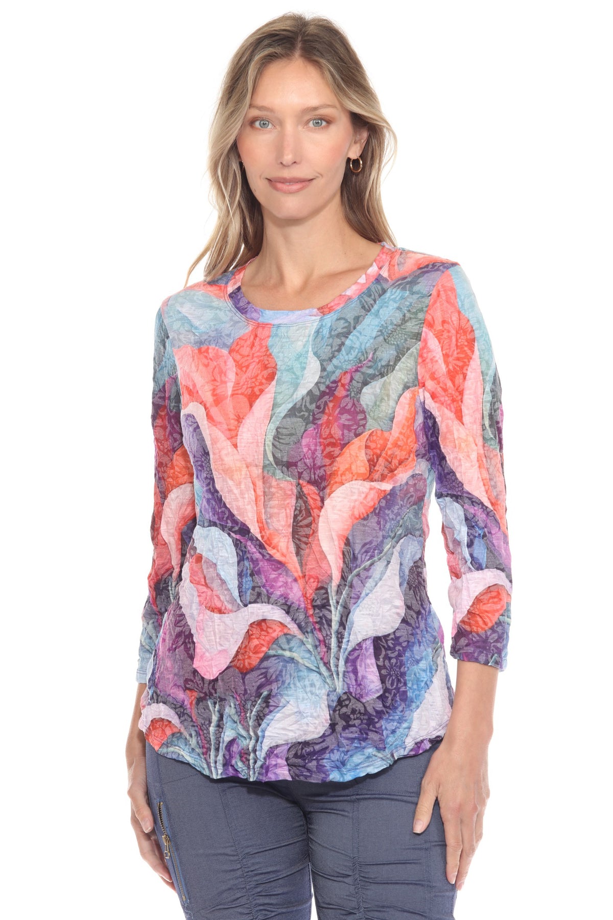 Round-Neck Top - Petal Breeze - CARINE