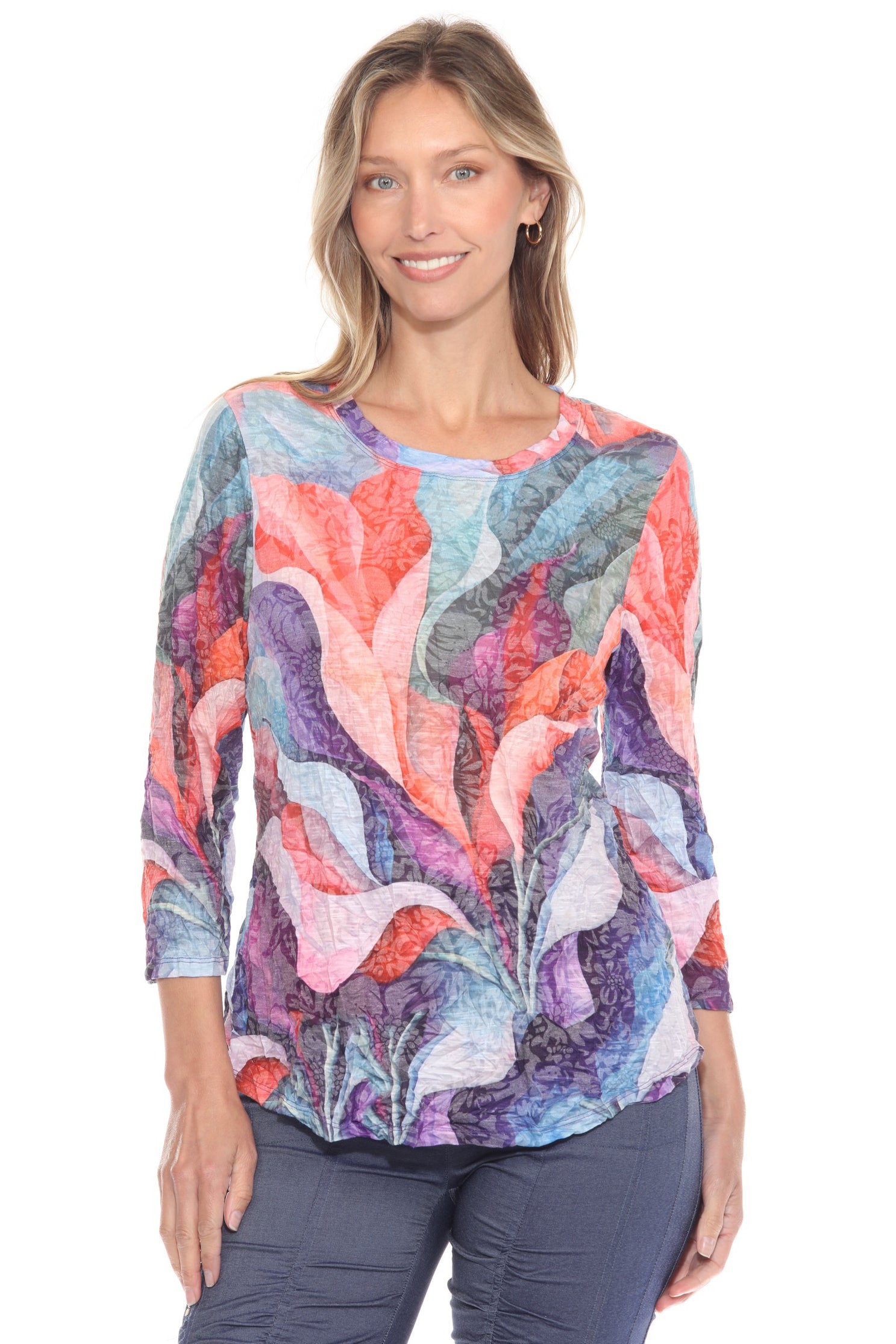 Round-Neck Top - Petal Breeze - CARINE