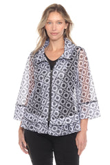 Mesh Zip Swing Jacket - Retro Dots - CARINE