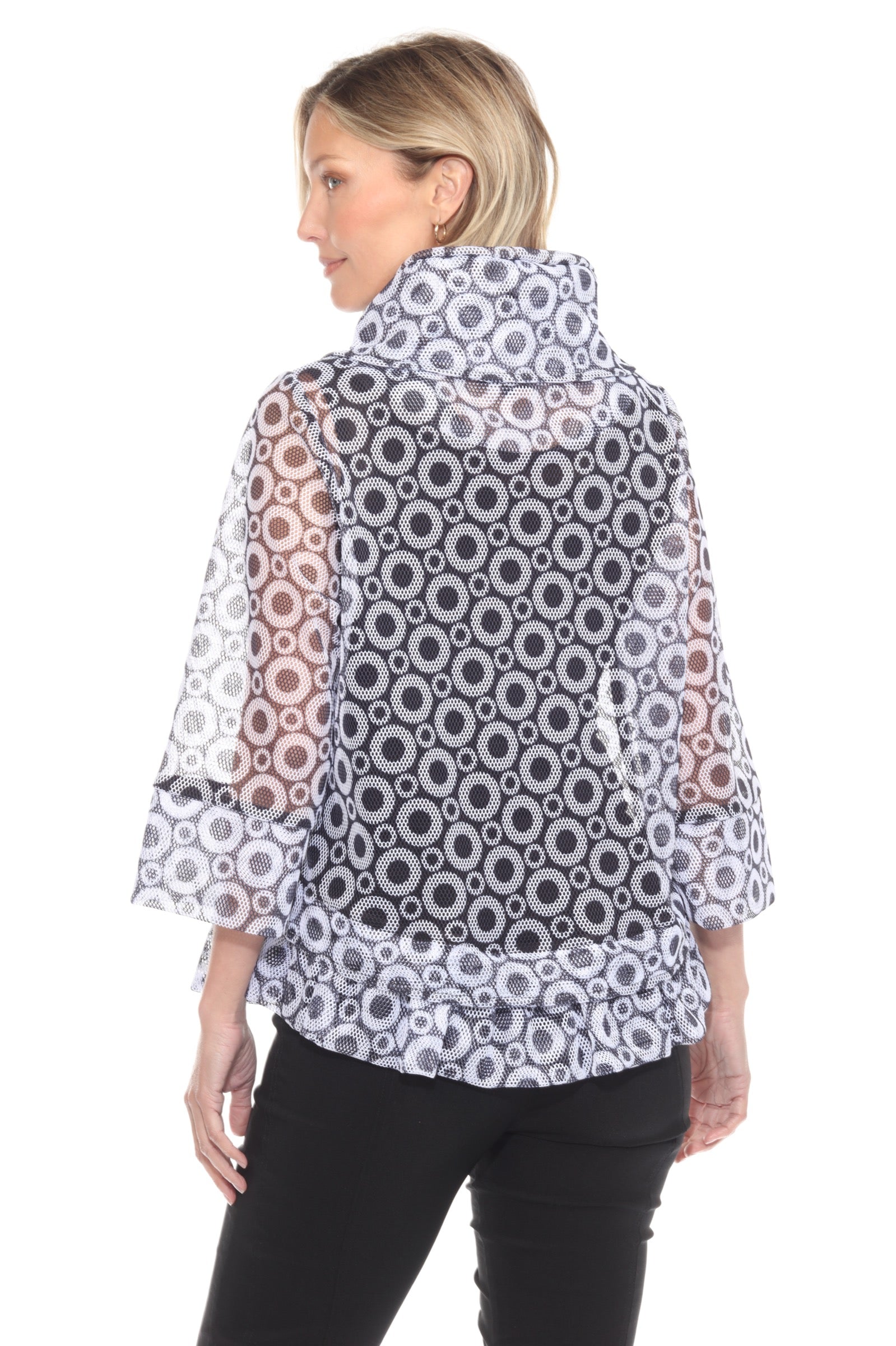 Mesh Zip Swing Jacket - Retro Dots - CARINE