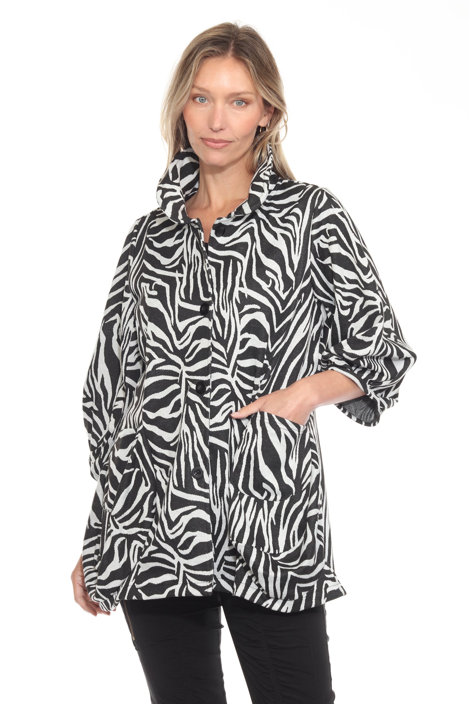 Pattern Knit Button Jacket - CARINE