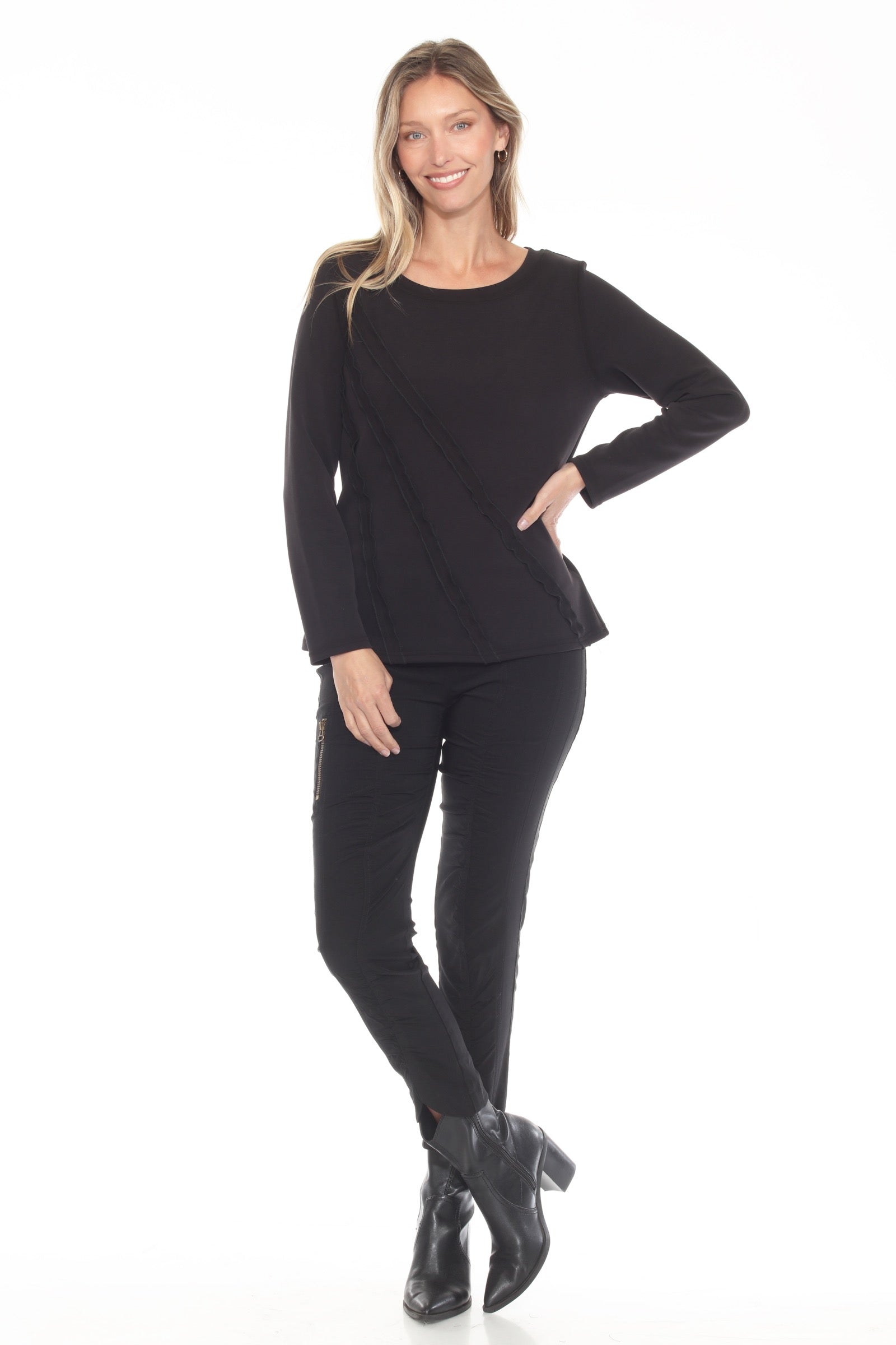 Diagonal Trim Accent Pullover - CARINE