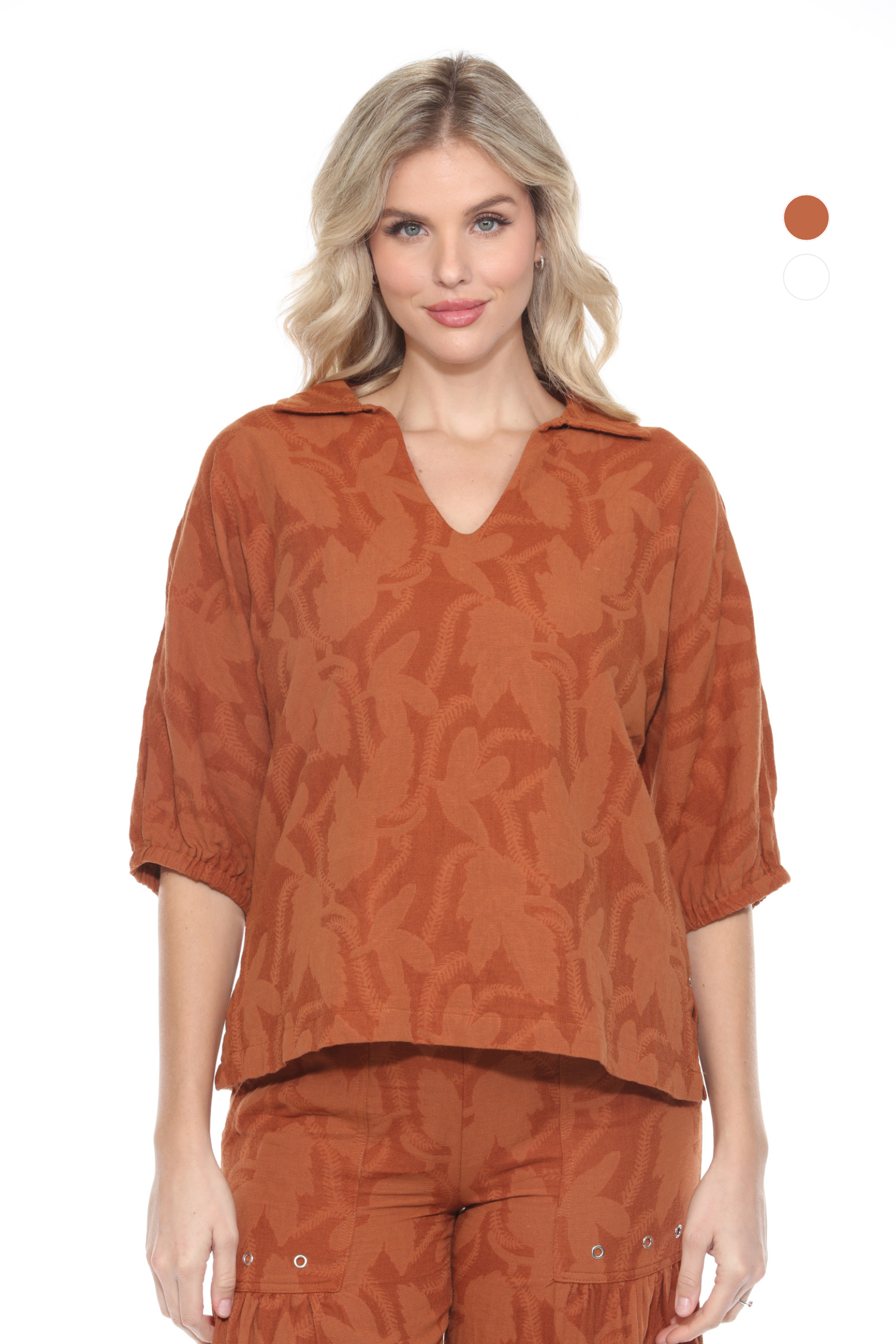 Textured Split Neck Top - CARINE