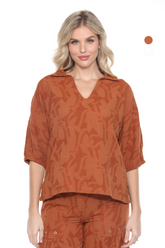 Textured Split Neck Top - CARINE