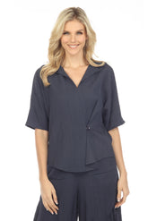 Notch Collar Button Loop Top - CARINE