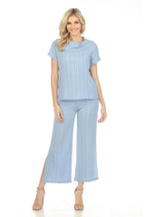 Rolled Collar Split Hem Top - CARINE