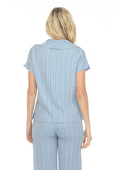 Rolled Collar Split Hem Top - CARINE