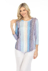 Round-Neck Top - Lilac Strpes - CARINE