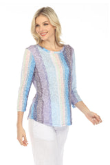 Round-Neck Top - Lilac Strpes - CARINE