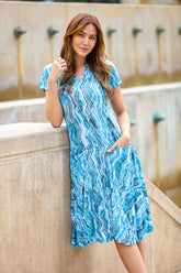 Harper Dress - Aqua Strata
