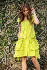 Textured Pocket Shirt Dress