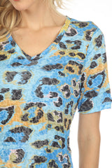 S/S V-Neck Top - Blue Wildcat - CARINE
