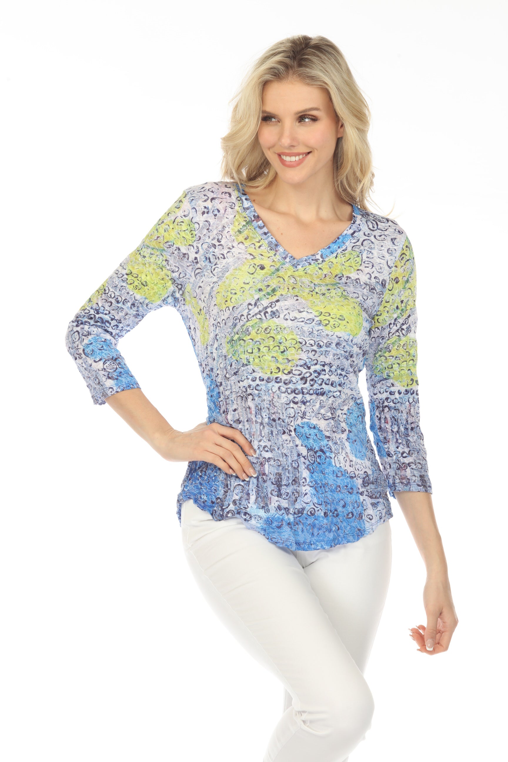 V-Neck Top - Blue Zest - CARINE
